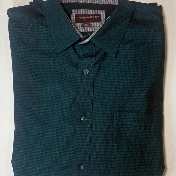 Johnston & Murphy Men's Dark Teal Green Button Down L/S Dress Shirt XL NWOT - Picture 2 of 5